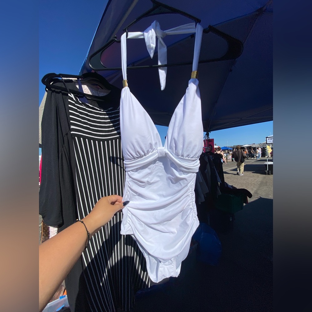 NWT White One Piece Halter Swimsuit - Women Medium